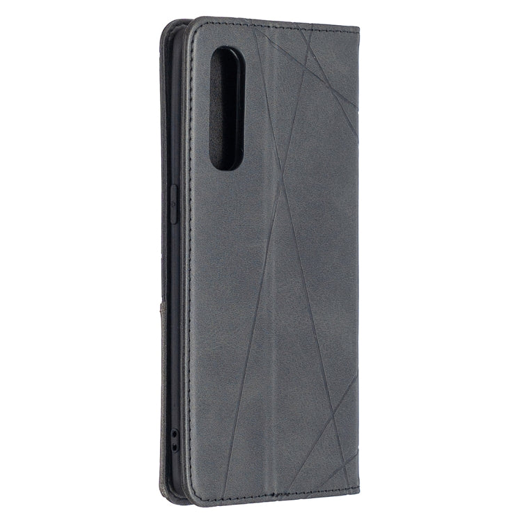 For OPPO Find X2 Neo / Reno 3 Pro Rhombus Texture Horizontal Flip Magnetic Leather Case with Holder & Card Slots