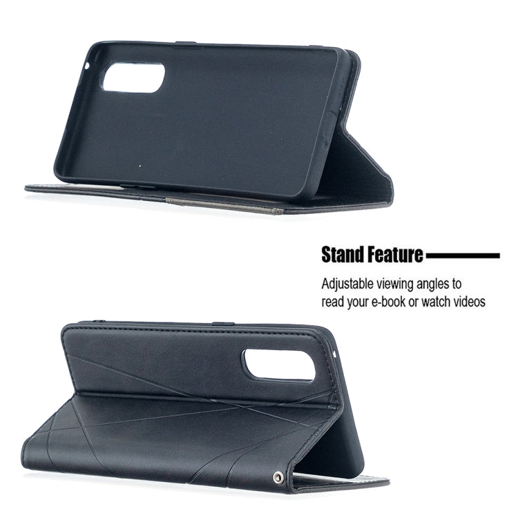 For OPPO Find X2 Neo / Reno 3 Pro Rhombus Texture Horizontal Flip Magnetic Leather Case with Holder & Card Slots