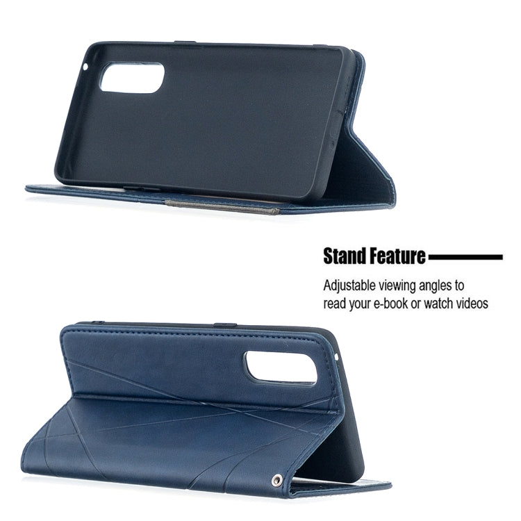 For OPPO Find X2 Neo / Reno 3 Pro Rhombus Texture Horizontal Flip Magnetic Leather Case with Holder & Card Slots