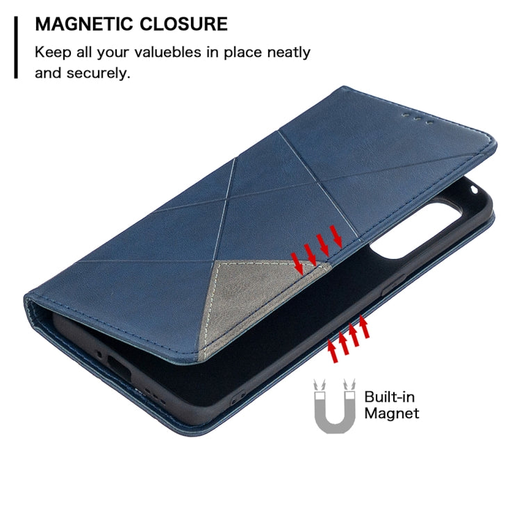 For OPPO Find X2 Neo / Reno 3 Pro Rhombus Texture Horizontal Flip Magnetic Leather Case with Holder & Card Slots