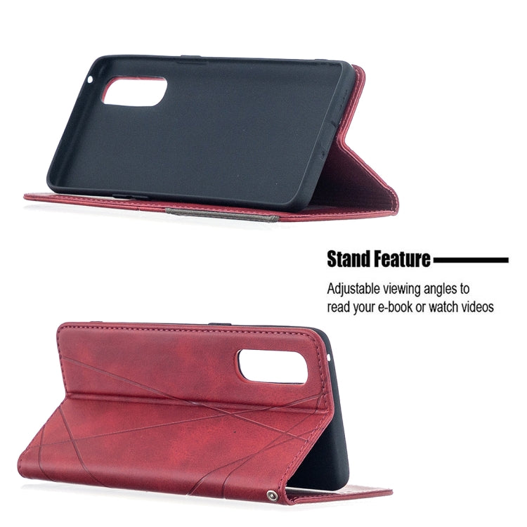 For OPPO Find X2 Neo / Reno 3 Pro Rhombus Texture Horizontal Flip Magnetic Leather Case with Holder & Card Slots