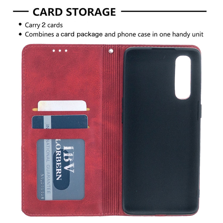 For OPPO Find X2 Neo / Reno 3 Pro Rhombus Texture Horizontal Flip Magnetic Leather Case with Holder & Card Slots