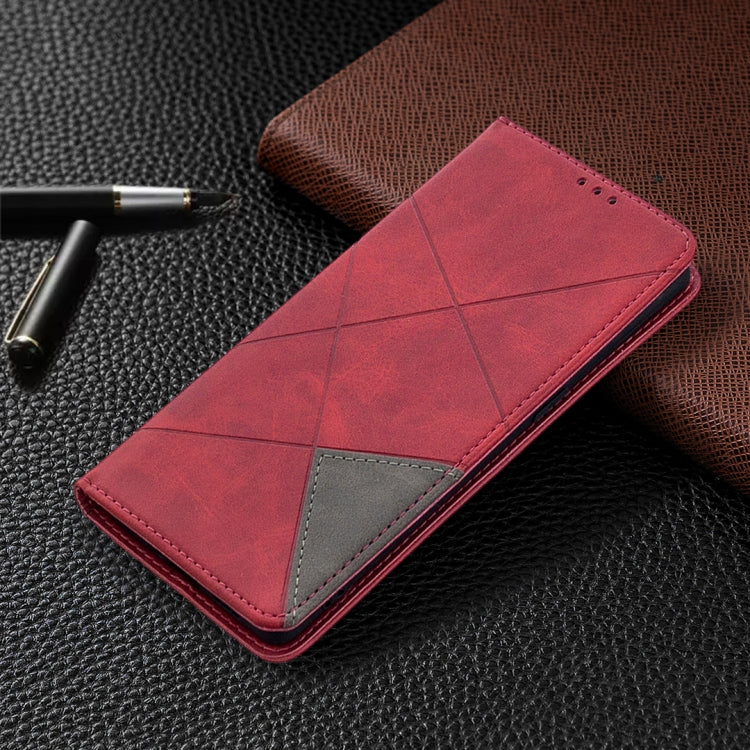 For OPPO Find X2 Neo / Reno 3 Pro Rhombus Texture Horizontal Flip Magnetic Leather Case with Holder & Card Slots