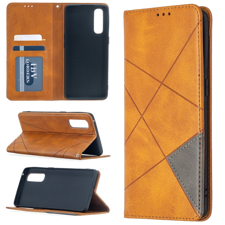 For OPPO Find X2 Neo / Reno 3 Pro Rhombus Texture Horizontal Flip Magnetic Leather Case with Holder & Card Slots