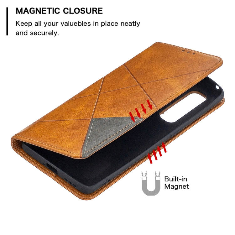 For OPPO Find X2 Neo / Reno 3 Pro Rhombus Texture Horizontal Flip Magnetic Leather Case with Holder & Card Slots