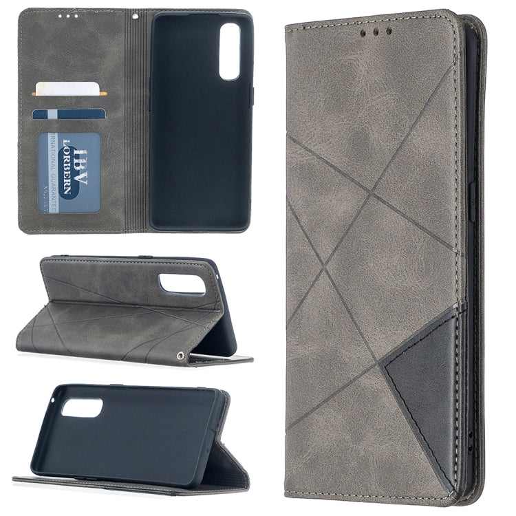 For OPPO Find X2 Neo / Reno 3 Pro Rhombus Texture Horizontal Flip Magnetic Leather Case with Holder & Card Slots
