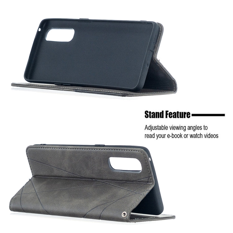 For OPPO Find X2 Neo / Reno 3 Pro Rhombus Texture Horizontal Flip Magnetic Leather Case with Holder & Card Slots