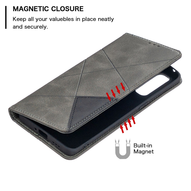 For OPPO Find X2 Neo / Reno 3 Pro Rhombus Texture Horizontal Flip Magnetic Leather Case with Holder & Card Slots