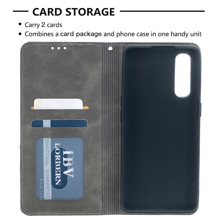 For OPPO Find X2 Neo / Reno 3 Pro Rhombus Texture Horizontal Flip Magnetic Leather Case with Holder & Card Slots