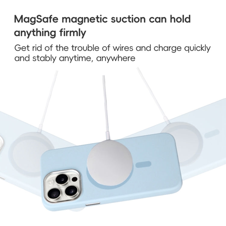For iPhone 16 Pro Max Metal Lens Frame Liquid Silicone MagSafe Phone Case
