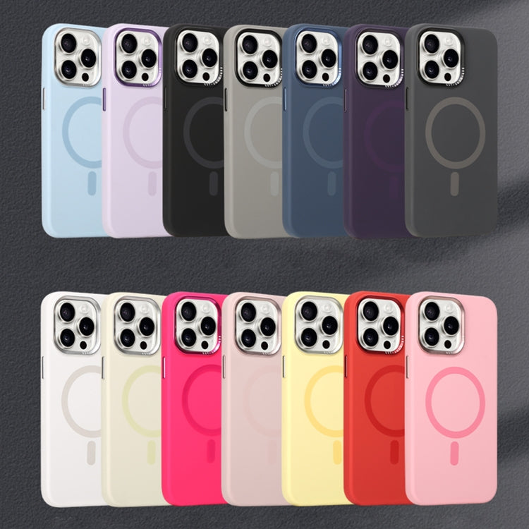 For iPhone 12 Pro Metal Lens Frame Liquid Silicone MagSafe Phone Case