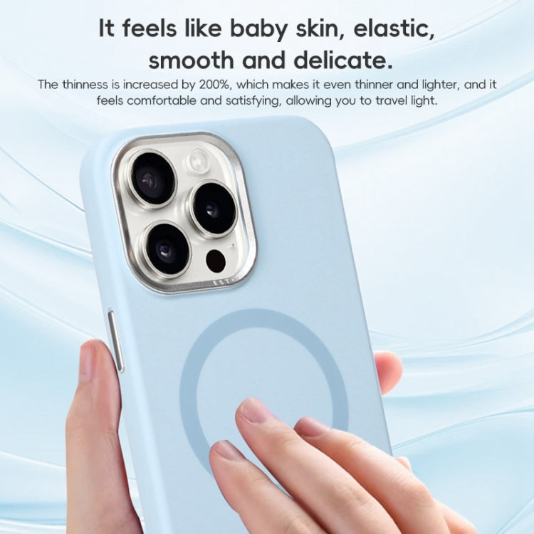 For iPhone 12 Metal Lens Frame Liquid Silicone MagSafe Phone Case