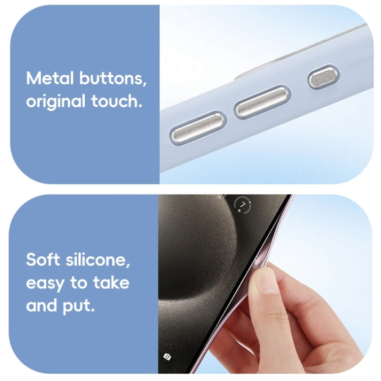 For iPhone 15 Pro Metal Lens Frame Liquid Silicone MagSafe Phone Case