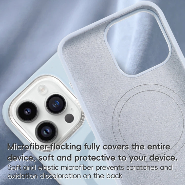For iPhone 16 Pro Max Metal Lens Frame Liquid Silicone MagSafe Phone Case