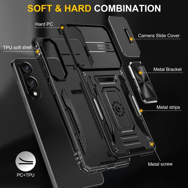For Samsung Galaxy S25 Edge 5G Armor PC Hybrid TPU Camera Shield Phone Case