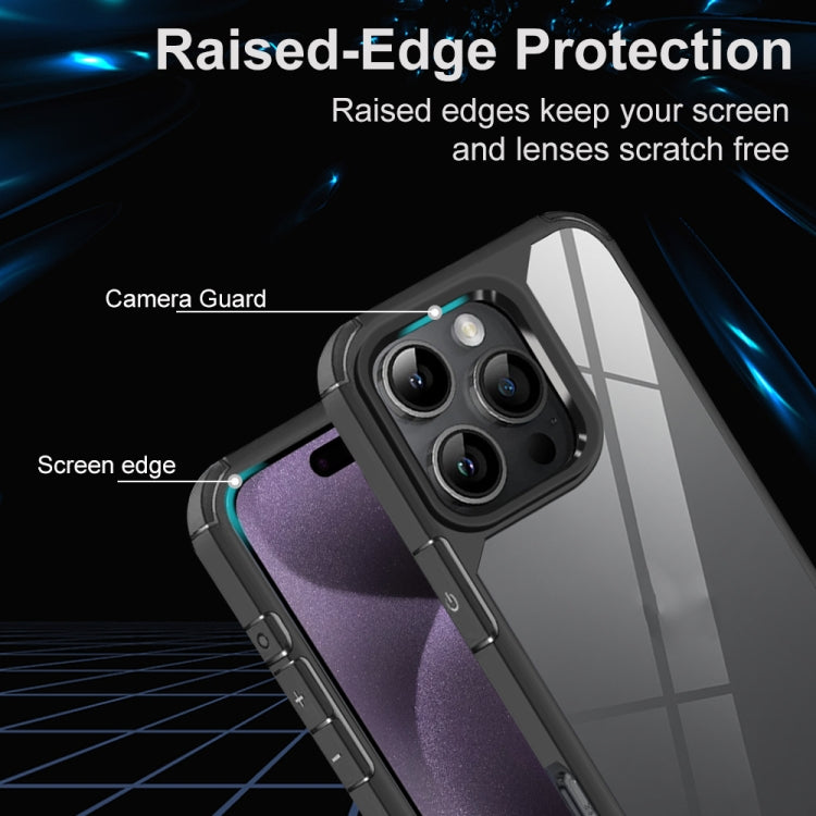 For iPhone 16 Pro Max Acrylic+TPU Transparent Shockproof Phone Case - Black