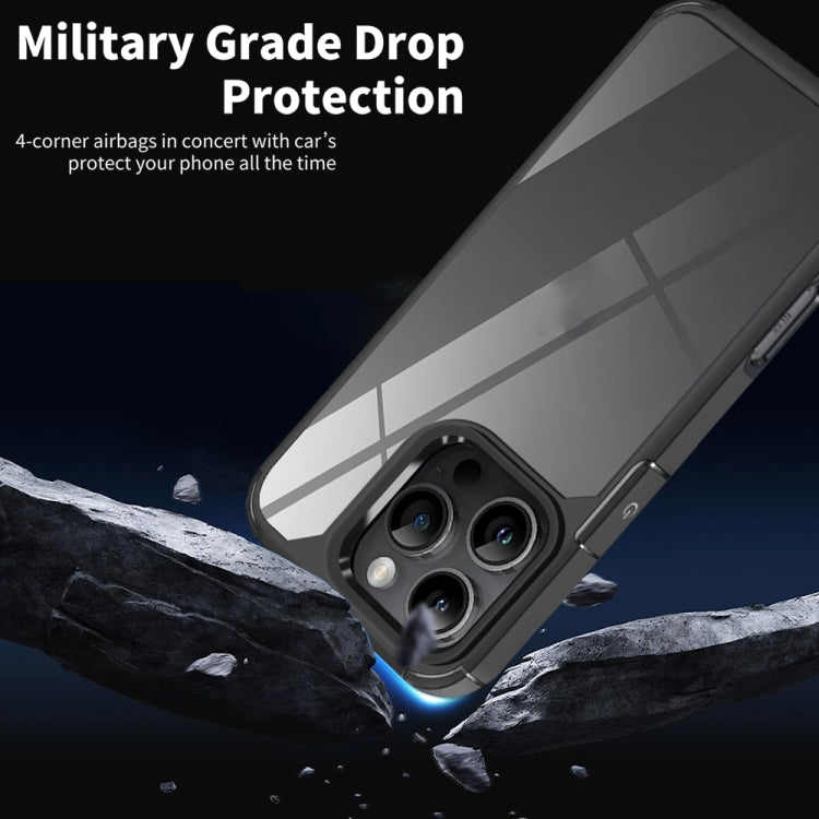 For iPhone 16 Pro Max Acrylic+TPU Transparent Shockproof Phone Case - Black