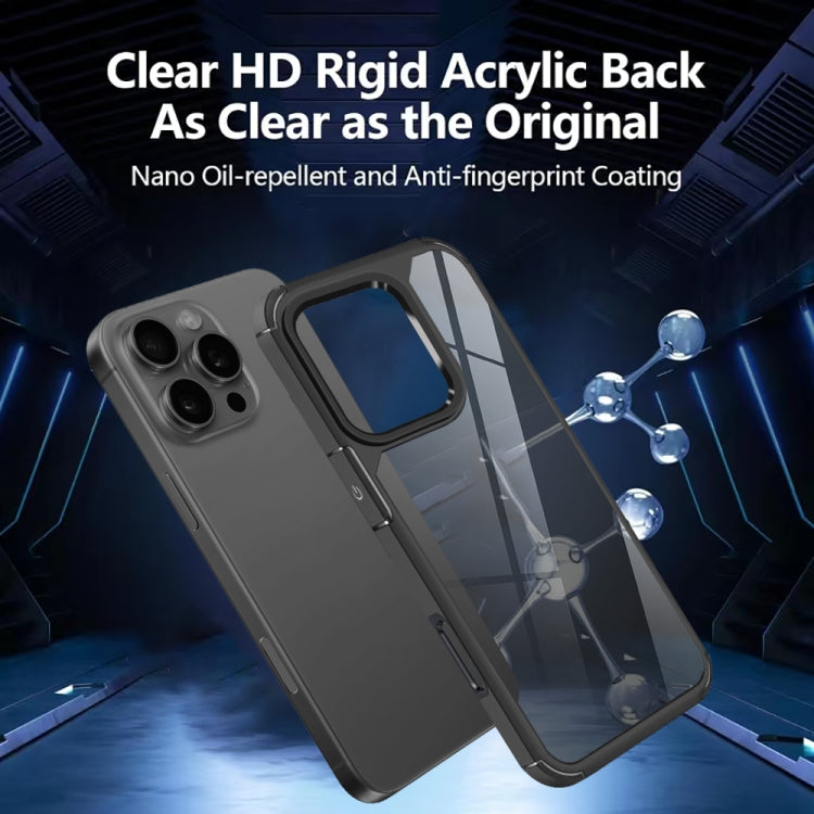 For iPhone 16 Pro Acrylic+TPU Transparent Shockproof Phone Case - Black
