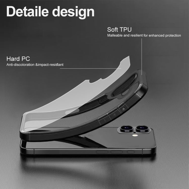 For iPhone 16 Plus Acrylic+TPU Transparent Shockproof Phone Case - Black