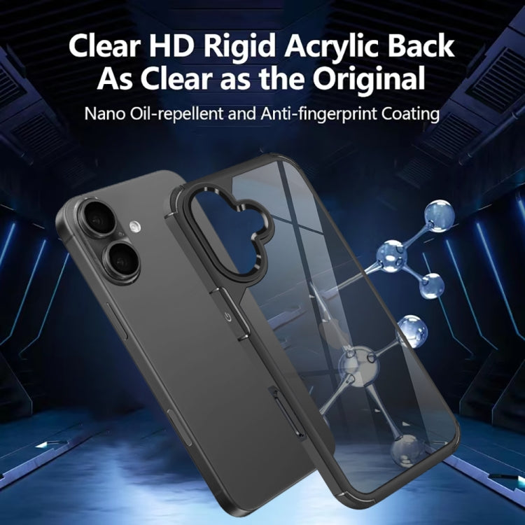 For iPhone 16 Acrylic+TPU Transparent Shockproof Phone Case - Black