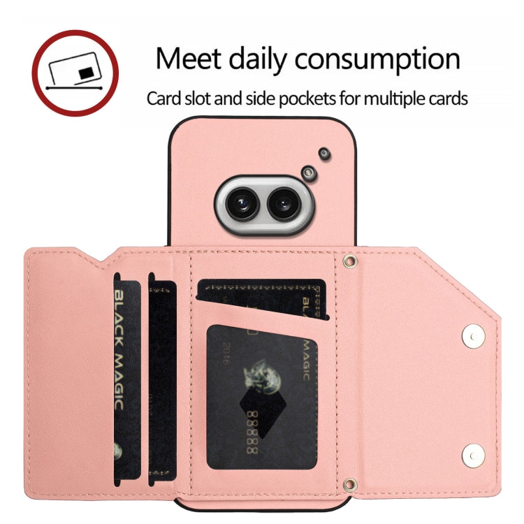 For Nothing Phone 2a Skin Feel Four Card Slots Phone Case with Wrist Strap
