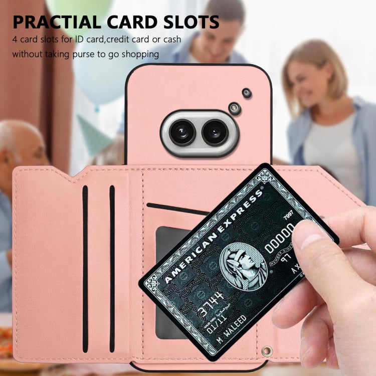 For Nothing Phone 2a Skin Feel Four Card Slots Phone Case with Wrist Strap
