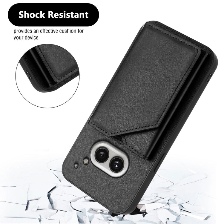 For Nothing Phone 2a Skin Feel Four Card Slots Phone Case with Wrist Strap