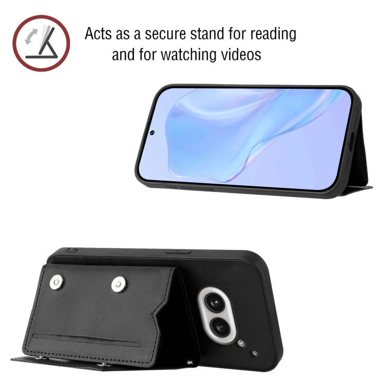 For Nothing Phone 2a Skin Feel Four Card Slots Phone Case with Wrist Strap
