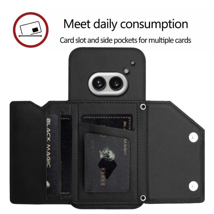 For Nothing Phone 2a Skin Feel Four Card Slots Phone Case with Wrist Strap