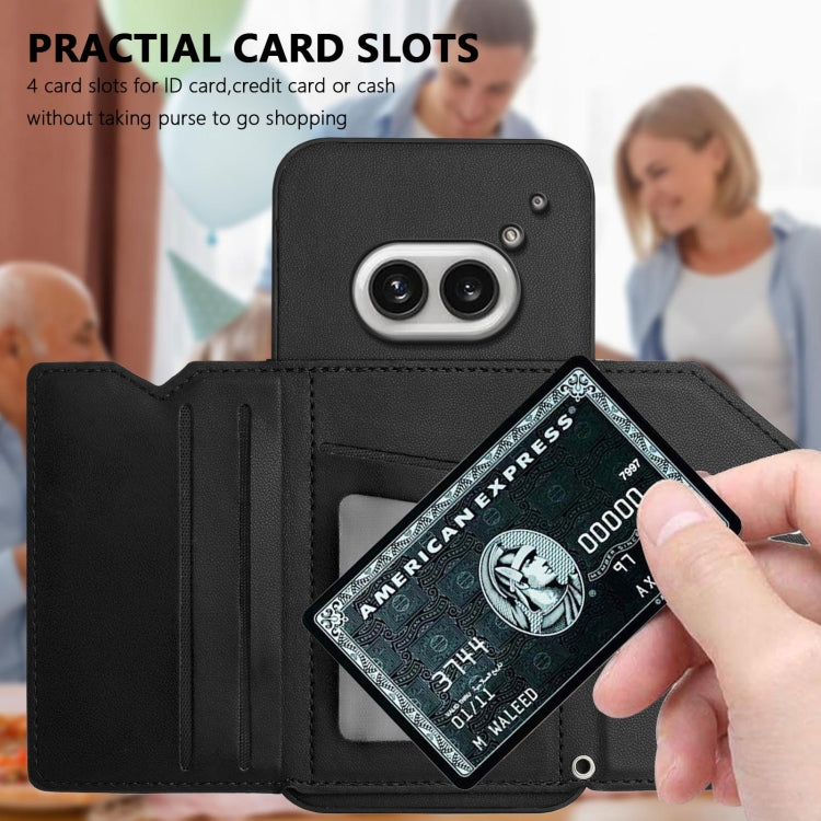 For Nothing Phone 2a Skin Feel Four Card Slots Phone Case with Wrist Strap