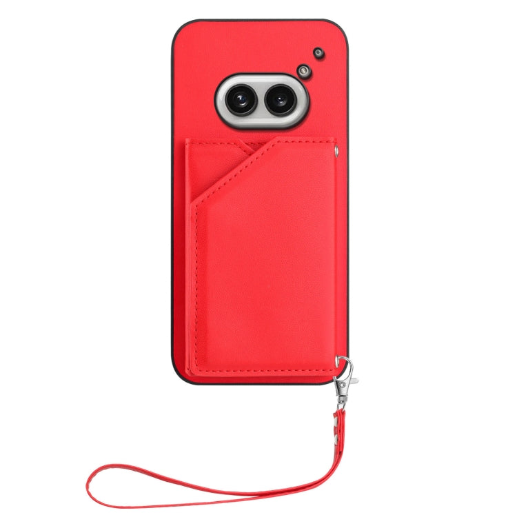 For Nothing Phone 2a Skin Feel Four Card Slots Phone Case with Wrist Strap