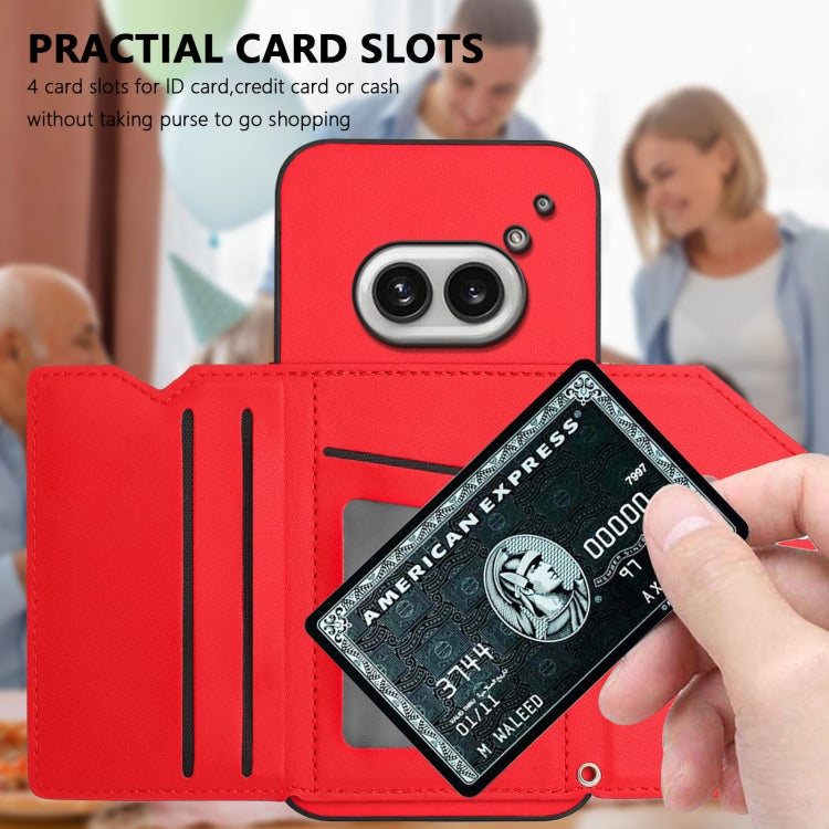 For Nothing Phone 2a Skin Feel Four Card Slots Phone Case with Wrist Strap