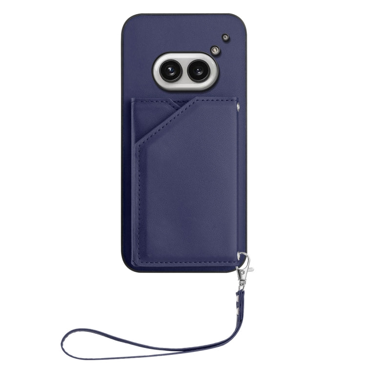 For Nothing Phone 2a Skin Feel Four Card Slots Phone Case with Wrist Strap