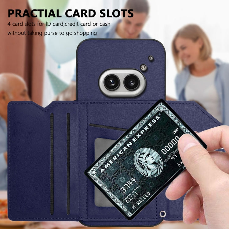 For Nothing Phone 2a Skin Feel Four Card Slots Phone Case with Wrist Strap