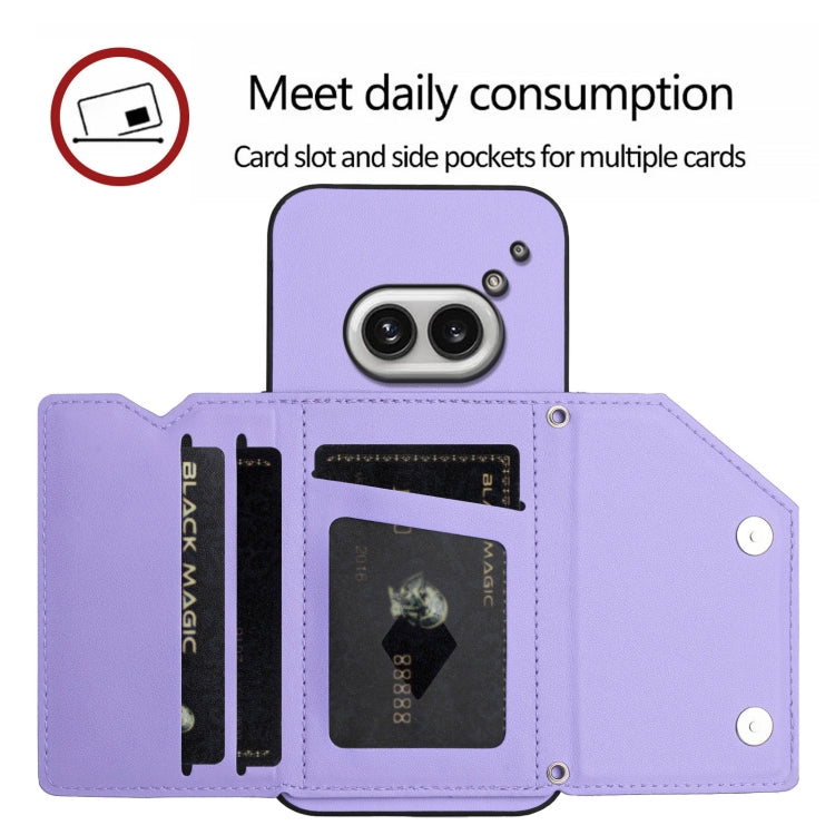 For Nothing Phone 2a Skin Feel Four Card Slots Phone Case with Wrist Strap