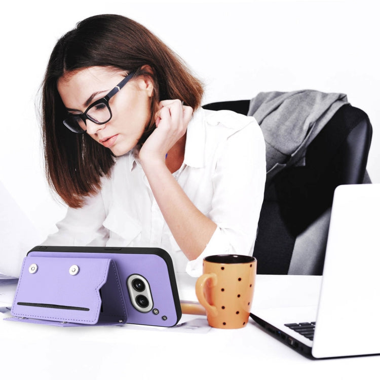 For Nothing Phone 2a Skin Feel Four Card Slots Phone Case with Wrist Strap