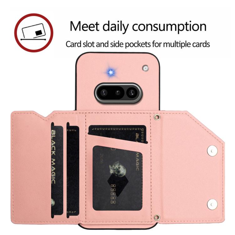 For Nothing Phone 3a Skin Feel Four Card Slots Phone Case with Wrist Strap