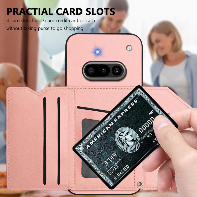 For Nothing Phone 3a Skin Feel Four Card Slots Phone Case with Wrist Strap