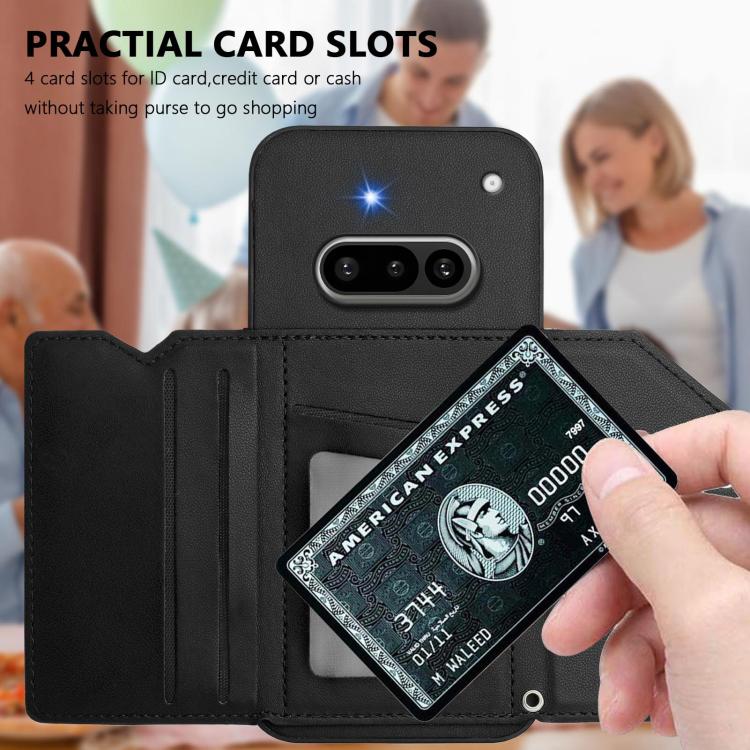 For Nothing Phone 3a Skin Feel Four Card Slots Phone Case with Wrist Strap