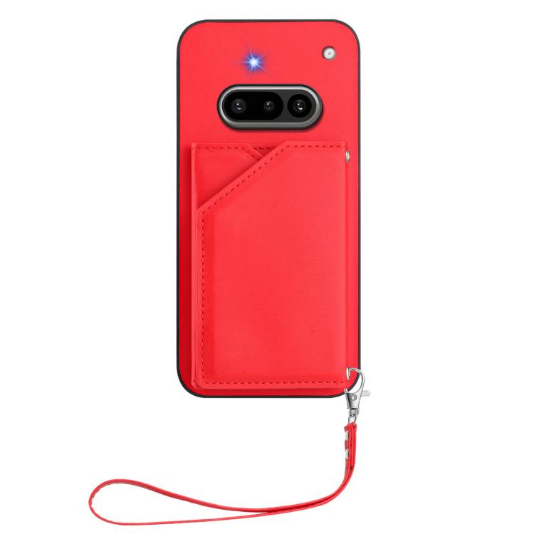 For Nothing Phone 3a Skin Feel Four Card Slots Phone Case with Wrist Strap