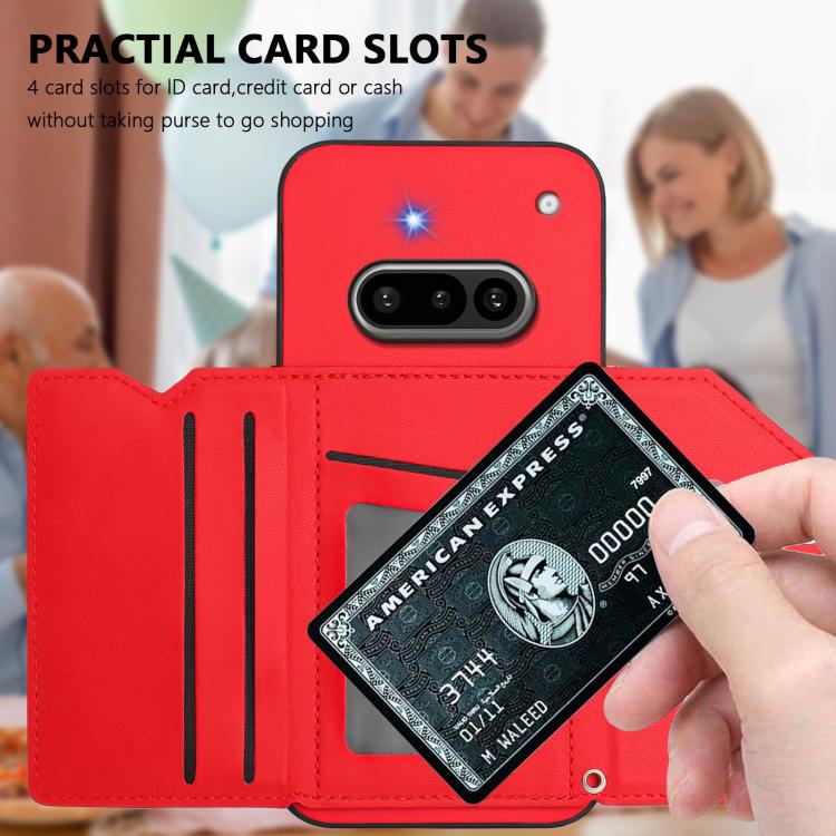For Nothing Phone 3a Skin Feel Four Card Slots Phone Case with Wrist Strap