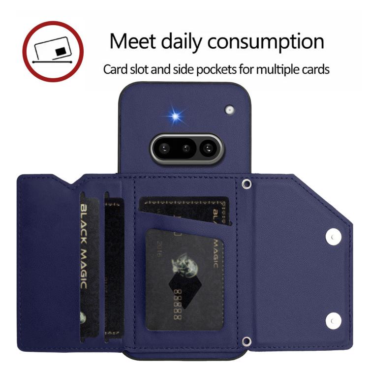 For Nothing Phone 3a Skin Feel Four Card Slots Phone Case with Wrist Strap