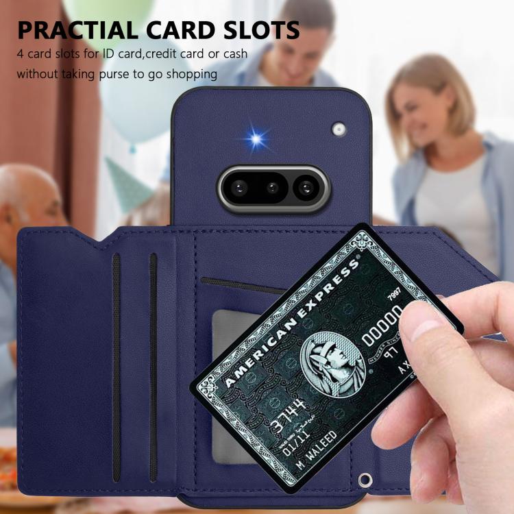 For Nothing Phone 3a Skin Feel Four Card Slots Phone Case with Wrist Strap