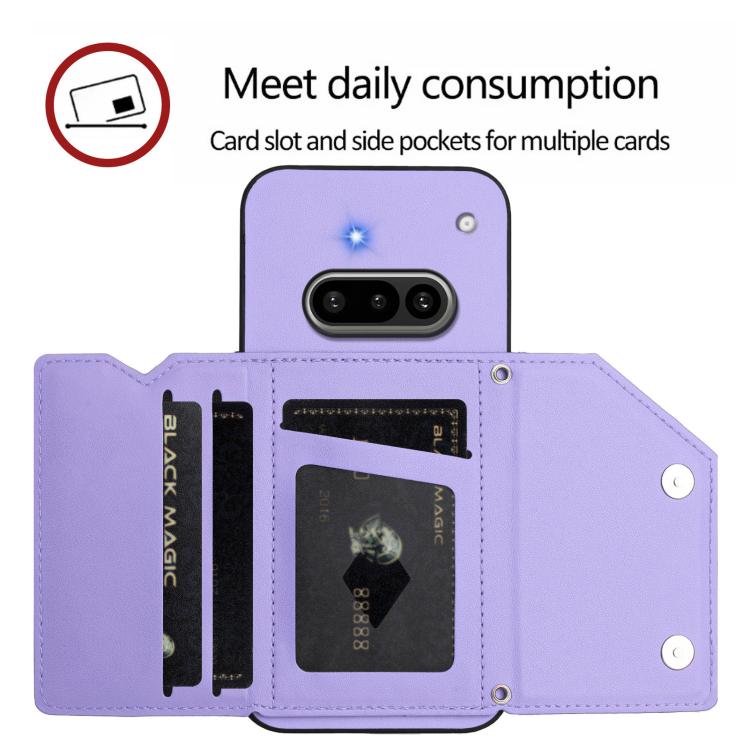 For Nothing Phone 3a Skin Feel Four Card Slots Phone Case with Wrist Strap