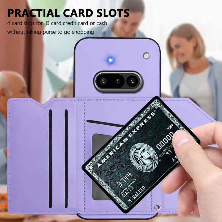 For Nothing Phone 3a Skin Feel Four Card Slots Phone Case with Wrist Strap