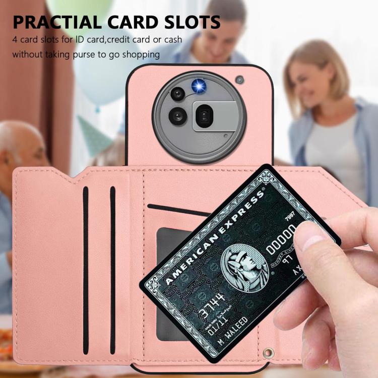 For Nothing Phone 3a Pro Skin Feel Four Card Slots Phone Case with Wrist Strap