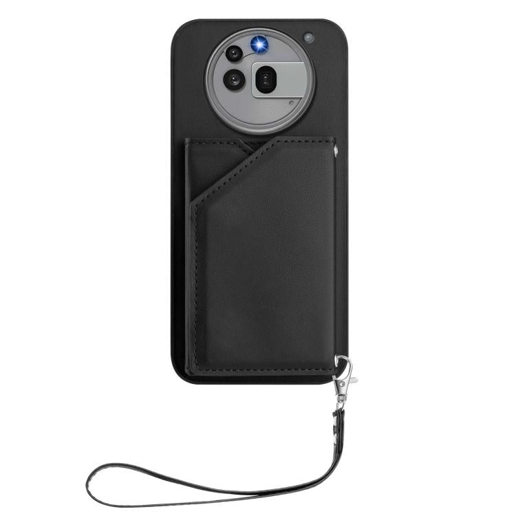 For Nothing Phone 3a Pro Skin Feel Four Card Slots Phone Case with Wrist Strap
