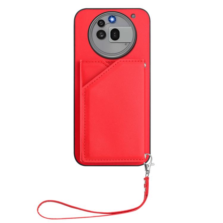 For Nothing Phone 3a Pro Skin Feel Four Card Slots Phone Case with Wrist Strap