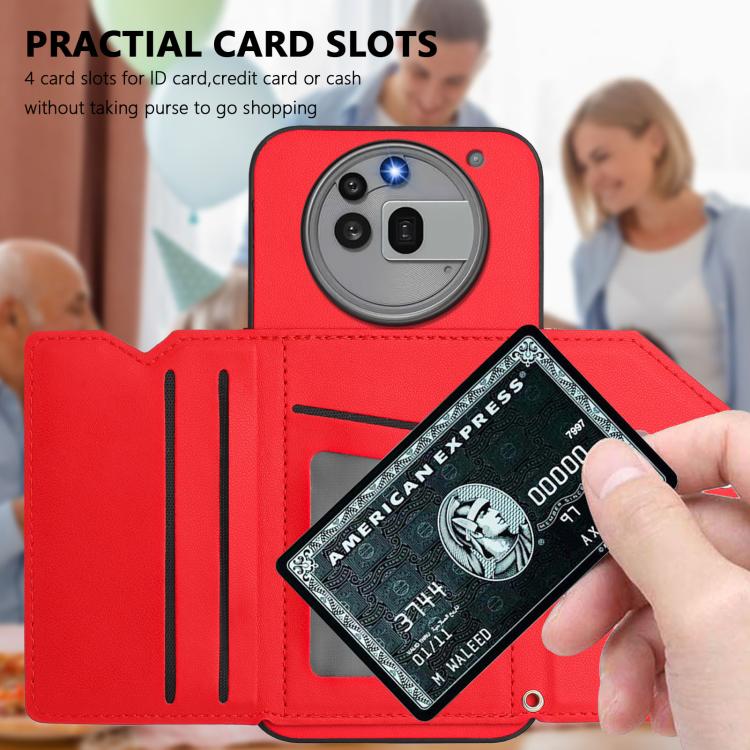 For Nothing Phone 3a Pro Skin Feel Four Card Slots Phone Case with Wrist Strap