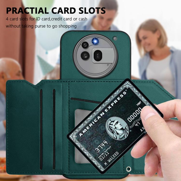 For Nothing Phone 3a Pro Skin Feel Four Card Slots Phone Case with Wrist Strap